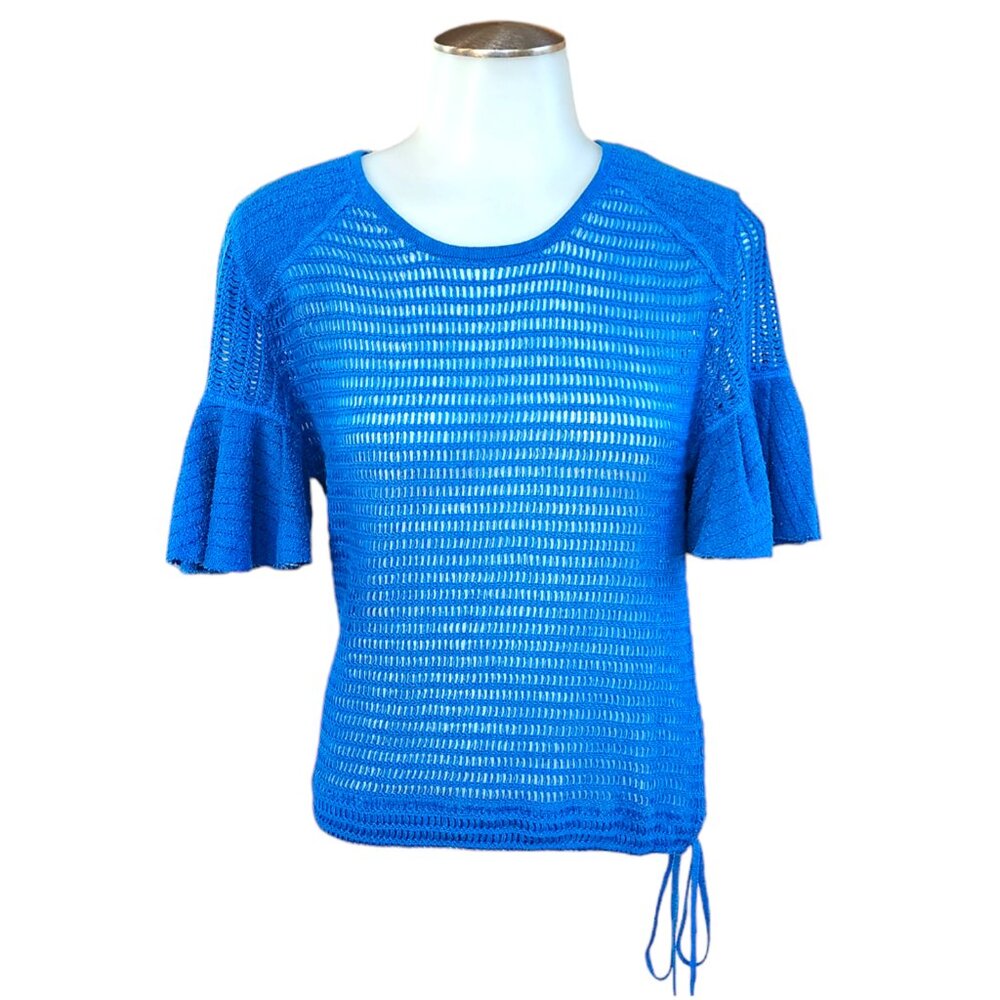 Free People Cobalt Blue Crochet Shirt